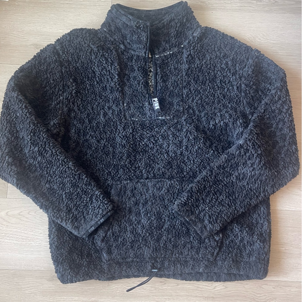 Victoria's Secret Fleece Leopard Cheetah Quarter Zip Sweatshirt Hoodie